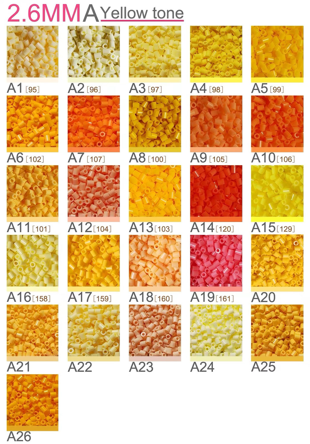 A Series Yellow Tone Color Chart