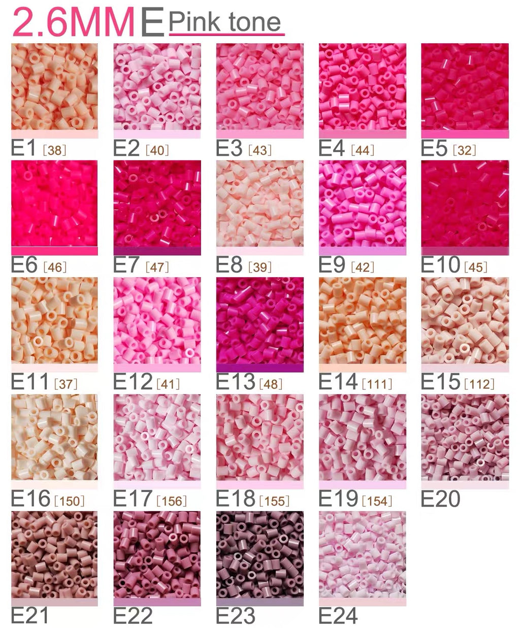 E Series Pink Tone Color Chart