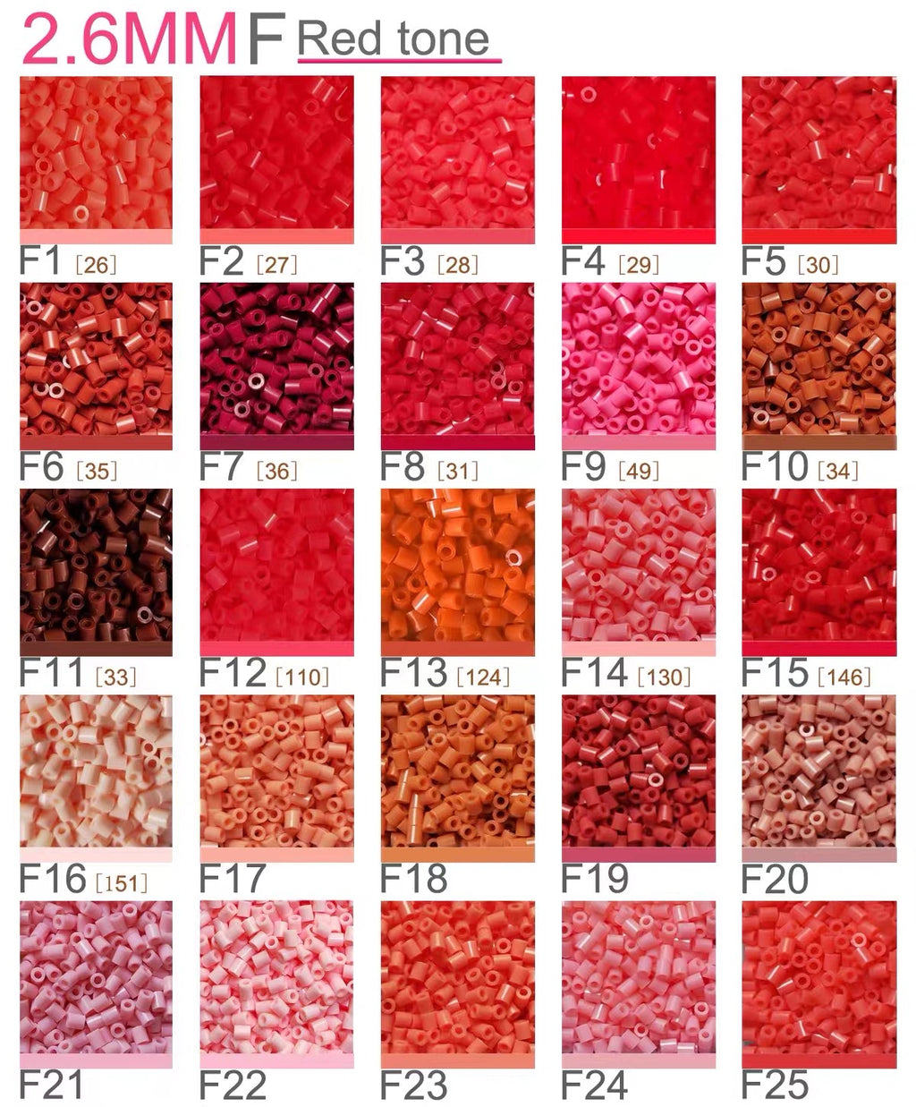 F Series Red Tone Color Chart