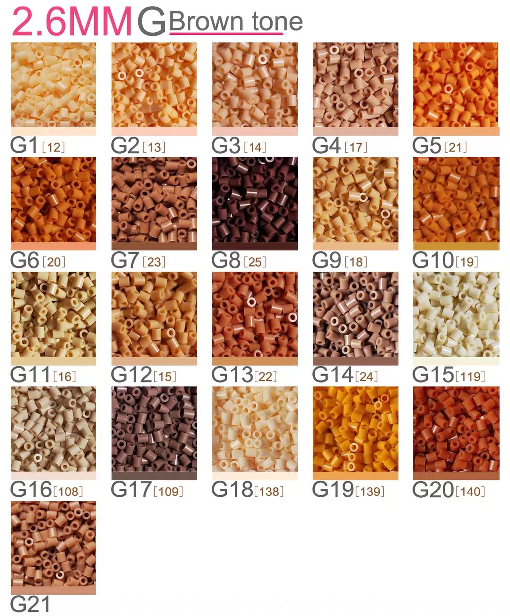 G Series Brown Tone Color Chart