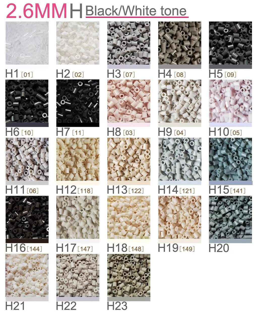 H Series Black White Tone Color Chart