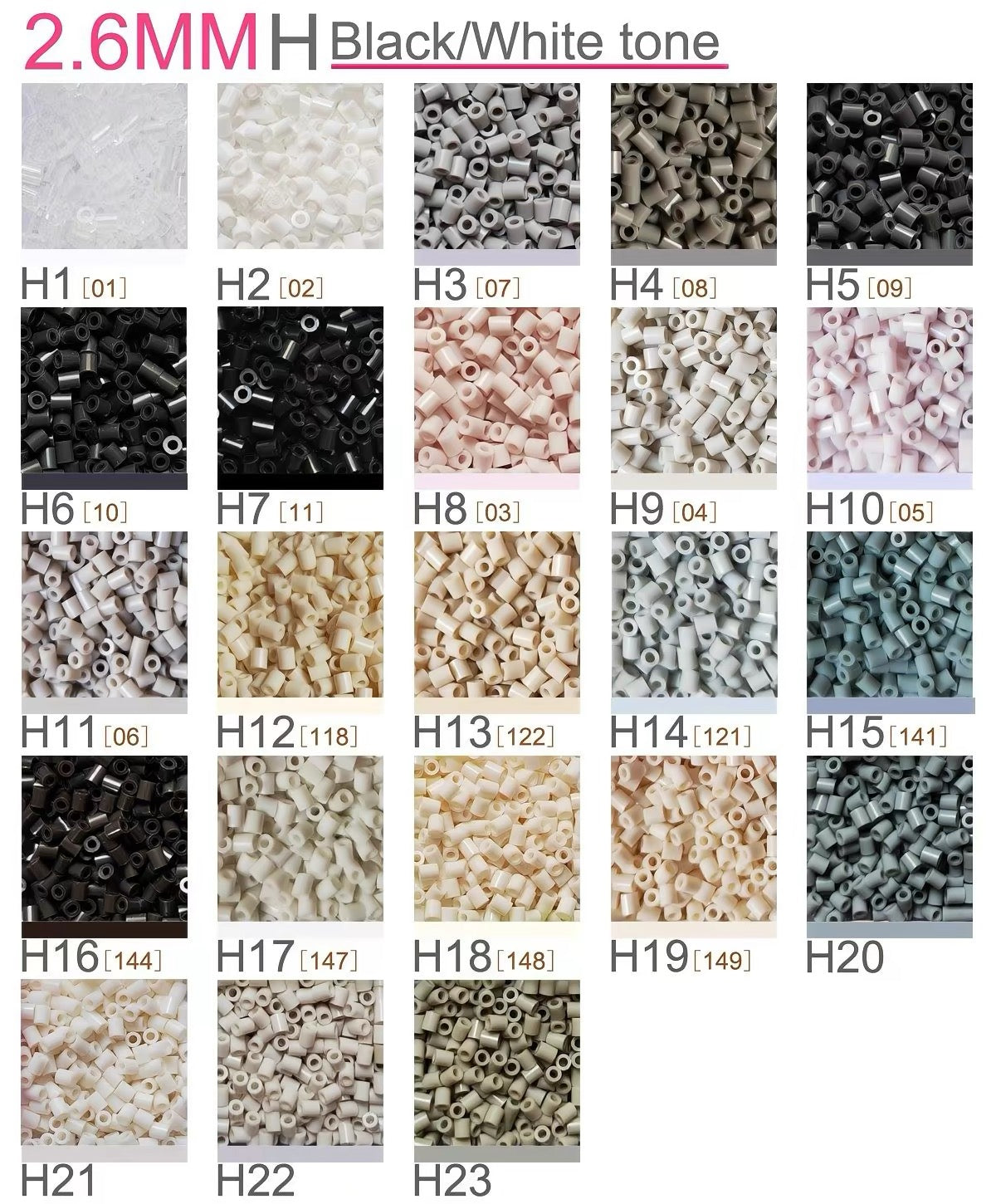 H Series Black White Tone Color Chart